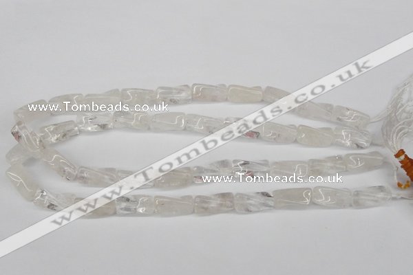 CTW137 15.5 inches 9*20mm twisted trihedron white crystal beads