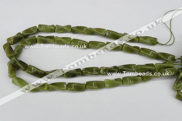 CTW138 15.5 inches 9*20mm twisted trihedron jade gemstone beads