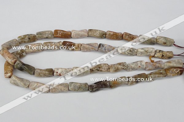 CTW139 15.5 inches 9*20mm twisted trihedron jasper gemstone beads