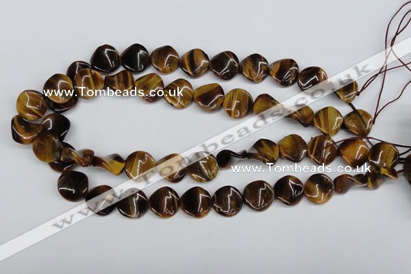 CTW14 15.5 inches 16mm twisted coin yellow tiger eye beads wholesale