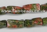 CTW142 15.5 inches 9*20mm twisted trihedron unakite gemstone beads