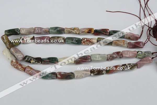 CTW144 15.5 inches 9*20mm twisted trihedron ocean agate beads