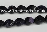 CTW146 15.5 inches 8*11mm twisted rice blue goldstone beads