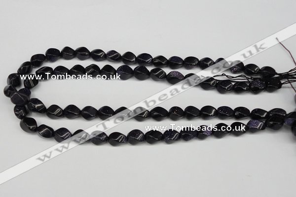 CTW146 15.5 inches 8*11mm twisted rice blue goldstone beads