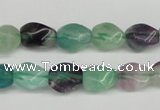 CTW147 15.5 inches 8*11mm twisted rice fluorite gemstone beads