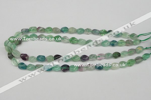 CTW147 15.5 inches 8*11mm twisted rice fluorite gemstone beads