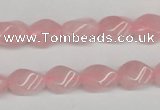 CTW148 15.5 inches 8*11mm twisted rice rose quartz beads