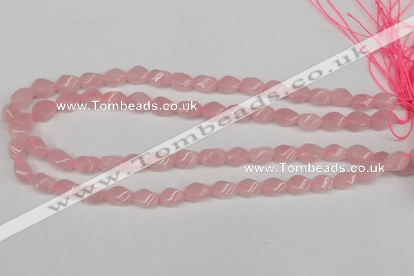 CTW148 15.5 inches 8*11mm twisted rice rose quartz beads