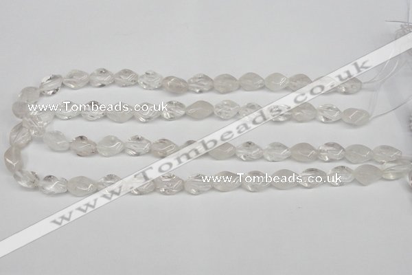 CTW153 15.5 inches 8*15mm twisted rice white crystal beads