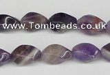 CTW154 15.5 inches 8*15mm twisted rice amethyst gemstone beads