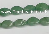 CTW157 15.5 inches 8*15mm twisted rice green aventurine beads