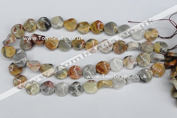 CTW16 15.5 inches 16mm twisted coin crazy lace agate beads wholesale