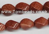 CTW161 15.5 inches 10*15mm twisted rice goldstone gemstone beads