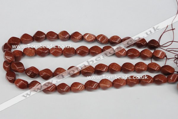 CTW161 15.5 inches 10*15mm twisted rice goldstone gemstone beads