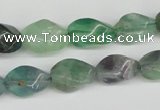 CTW162 15.5 inches 10*15mm twisted rice fluorite gemstone beads