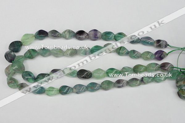 CTW162 15.5 inches 10*15mm twisted rice fluorite gemstone beads