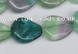 CTW167 15.5 inches 18*22mm twisted teardrop fluorite gemstone beads