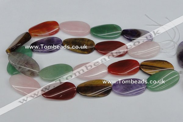 CTW168 15.5 inches 22*40mm twisted oval mixed gemstone beads