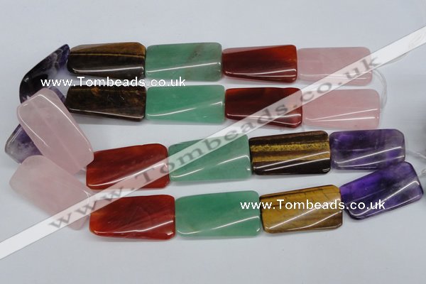 CTW169 15.5 inches 22*40mm twisted rectangle mixed gemstone beads