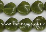 CTW17 15.5 inches 16mm twisted coin jade gemstone beads