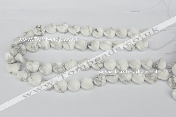 CTW19 15.5 inches 16mm twisted coin white howlite turquoise beads