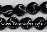 CTW20  15.5 inches 16mm twisted coin black agate beads wholesale