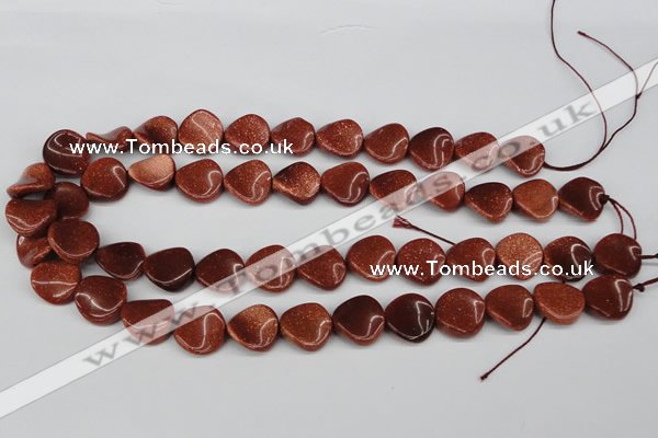 CTW22 15.5 inches 16mm twisted coin goldstone beads wholesale