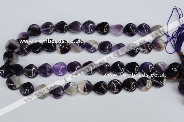 CTW23 15.5 inches 16mm twisted coin amethyst beads wholesale