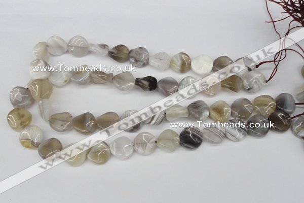 CTW25 15.5 inches 16mm twisted coin botswana agate beads wholesale