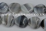 CTW27 15.5 inches 16mm twisted coin botswana agate beads wholesale