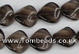 CTW28 15.5 inches 16mm twisted coin smoky quartz beads wholesale