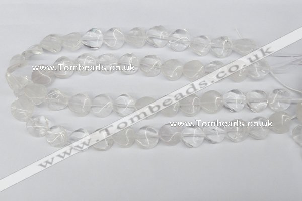 CTW29 15.5 inches 16mm twisted coin white crystal beads wholesale