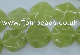 CTW300 15.5 inches 16mm wavy coin olive jade gemstone beads