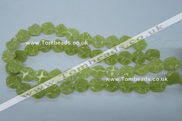 CTW300 15.5 inches 16mm wavy coin olive jade gemstone beads