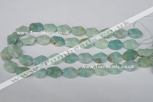 CTW301 15.5 inches 15*20mm wavy oval amazonite gemstone beads