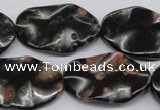 CTW304 15.5 inches 18*25mm wavy oval red & green dalmation jasper beads