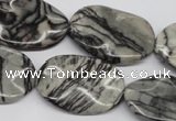 CTW305 15.5 inches 20*30mm wavy oval black water jasper beads