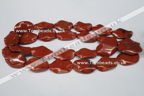 CTW308 15.5 inches 20*30mm wavy oval red jasper gemstone beads