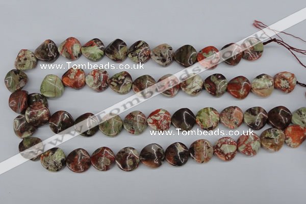 CTW31 15.5 inches 16mm twisted coin rainforest agate beads wholesale