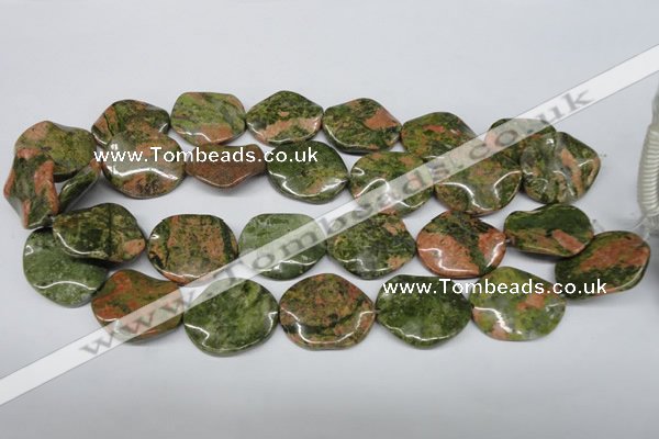 CTW310 15.5 inches 25*30mm wavy oval unakite gemstone beads