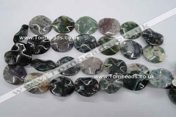 CTW311 15.5 inches 25*30mm wavy oval Indian agate gemstone beads