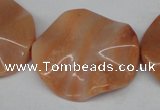 CTW312 15.5 inches 28*32mm wavy oval pink aventurine jade beads