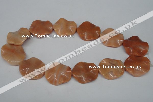 CTW312 15.5 inches 28*32mm wavy oval pink aventurine jade beads