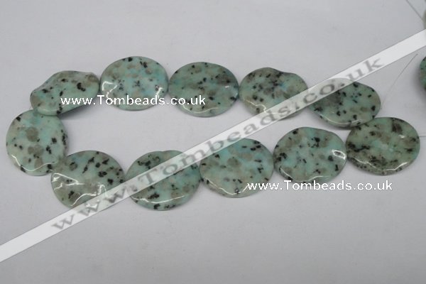 CTW313 15.5 inches 30*35mm wavy oval sesame jasper gemstone beads