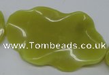 CTW315 15.5 inches 40*60mm wavy oval olive jade gemstone beads