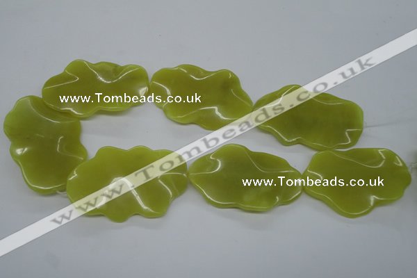 CTW315 15.5 inches 40*60mm wavy oval olive jade gemstone beads