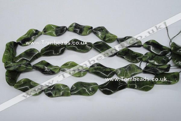 CTW318 15.5 inches 15*30mm wavy marquise Canadian jade beads