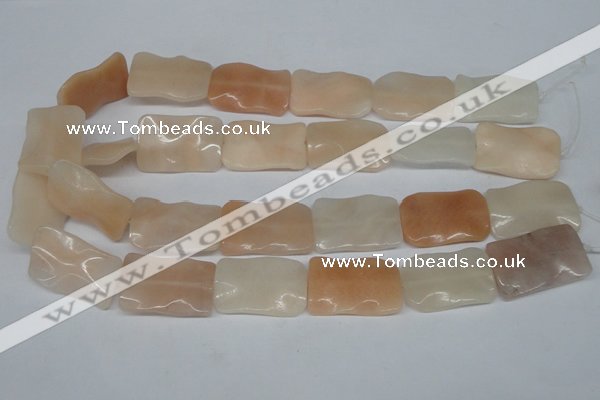 CTW322 15.5 inches 20*30mm wavy rectangle pink aventurine jade beads