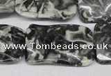 CTW323 15.5 inches 20*30mm wavy rectangle black & white jasper beads