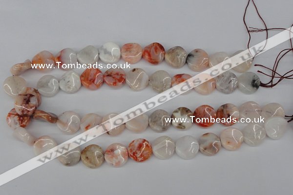 CTW33 15.5 inches 16mm twisted coin agate gemstone beads wholesale